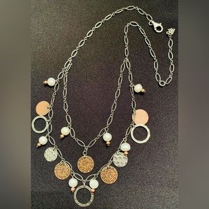 Vtg SILPADA 925 necklace pearls and imitation coin charms